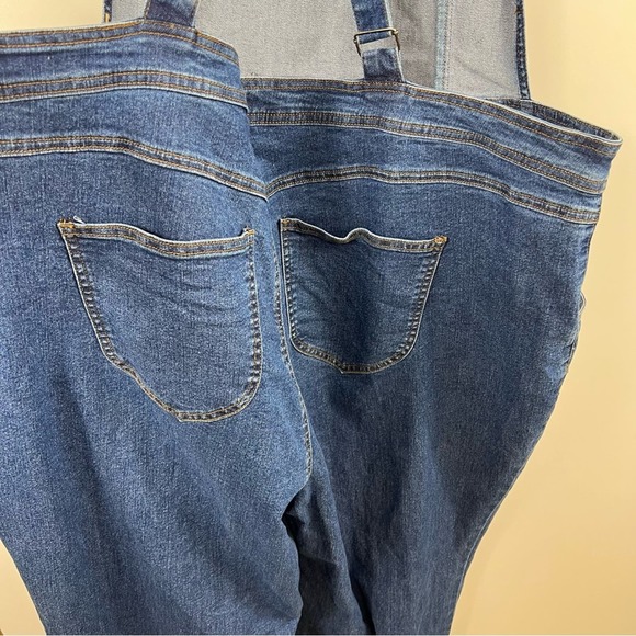 Modcloth Dark Wash Denim Knotted strap WideLegCropped Overalls EUG worn once - Picture 9 of 12